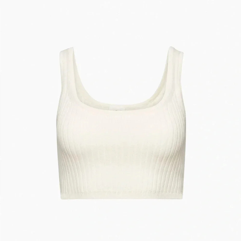 Aritzia Wilfred Manila Merino Wool Cropped Ribbed Tank | Size XS Black - Picture 3 of 7